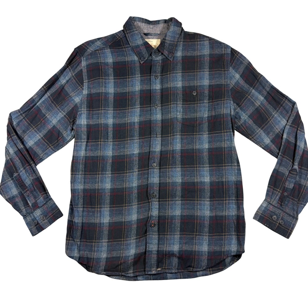 Weatherproof Vintage Flannel Shirt Mens Large Blue Plaid Long Sleeve Button Down